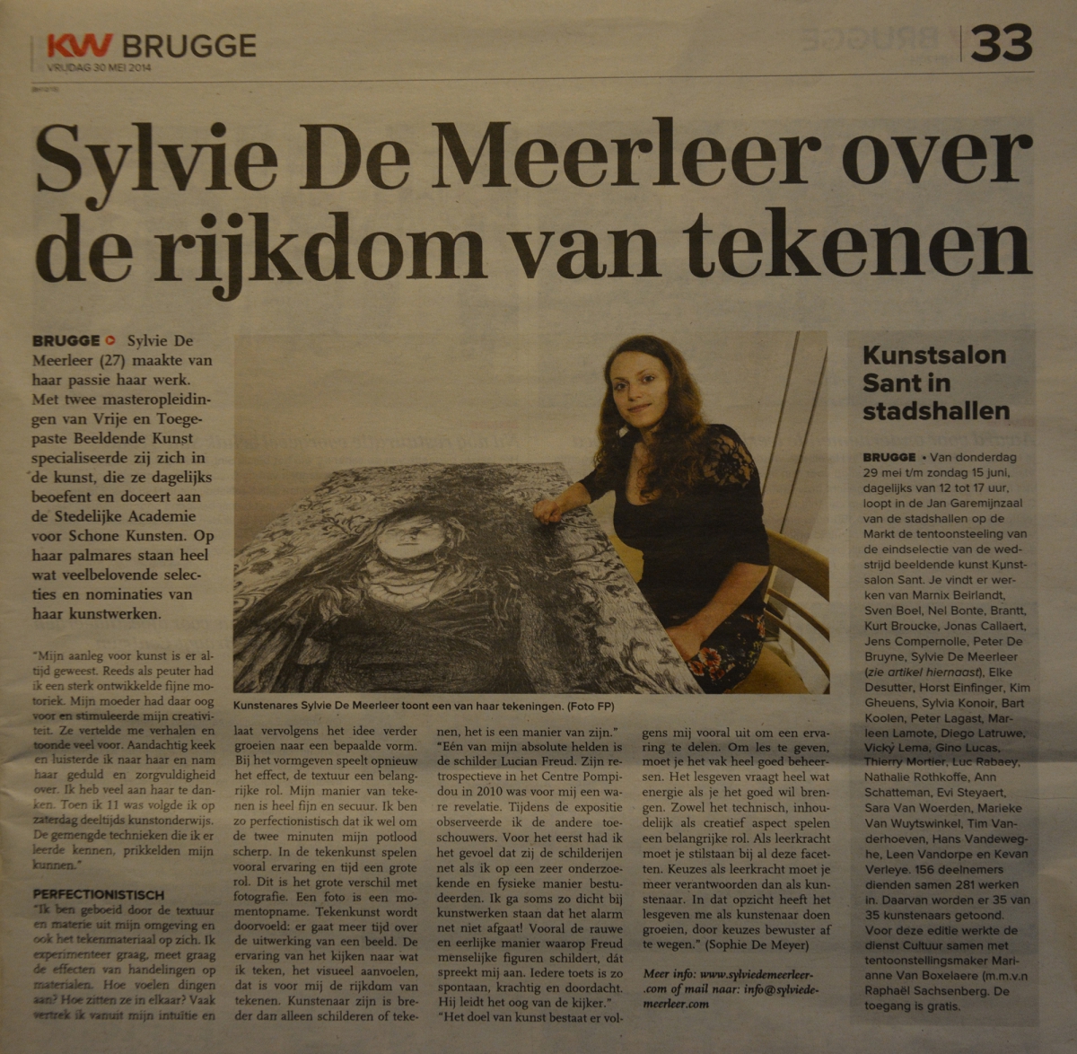 Interview with Sylvie De Meerleer on drawing, published in the 'Brugsch Handelsblad' (BE).